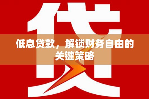 达拉特旗低息贷款，解锁财务自由的关键策略