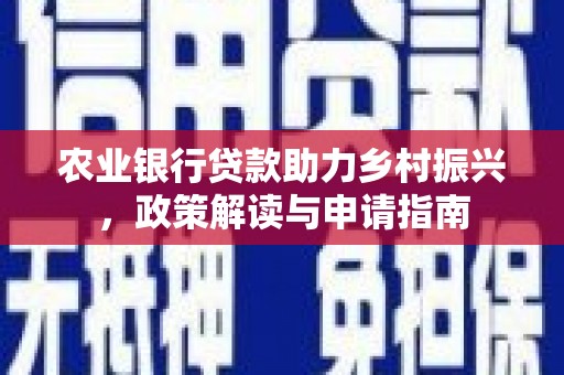 禅城农业银行贷款助力乡村振兴，政策解读与申请指南