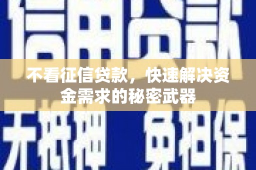 明山不看征信贷款，快速解决资金需求的秘密武器